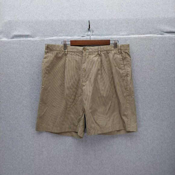 Nautica Rigger Classic Fit Shorts Men's Size 38W Tan Houndstooth Pattern Cotton - Picture 1 of 8